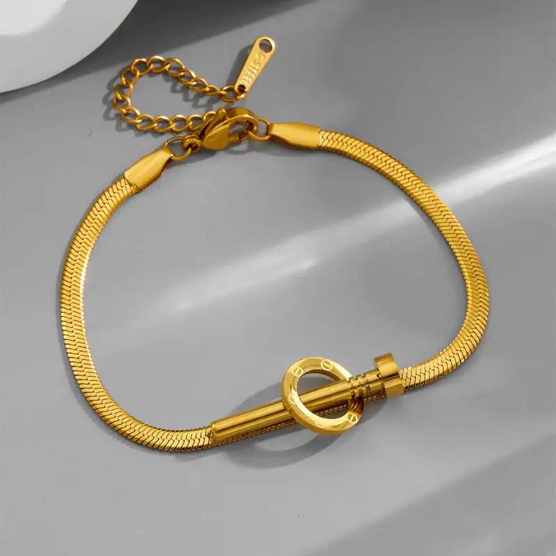 

Light Luxury Style Simple Bracelet for Women K Color Snake Bone Chain Bracelet for Women 19CM