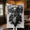 1pc Skull Biker Outdoor Flannel Blanket Soft Warm All-Season Throw for Sofa Bed Car Camping Office, Cozy Gift Idea1211S