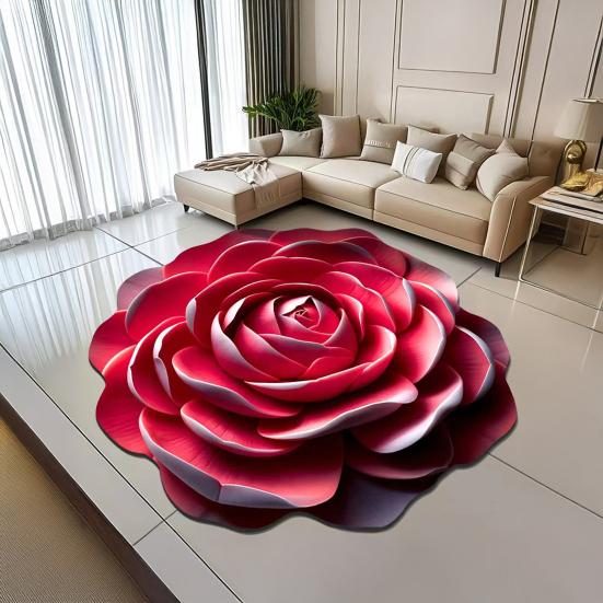 Yousheng Diatomaceous Earth Floor Mat 3D Realistic Flower Pattern Non-Slip Backing Door Mat Living Room Bathroom Kitchen Absorbent Mat