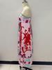 In Stock 2026: Graffiti Print Wide Hem Spaghetti Strap Dress for Women - Casual European & American Style