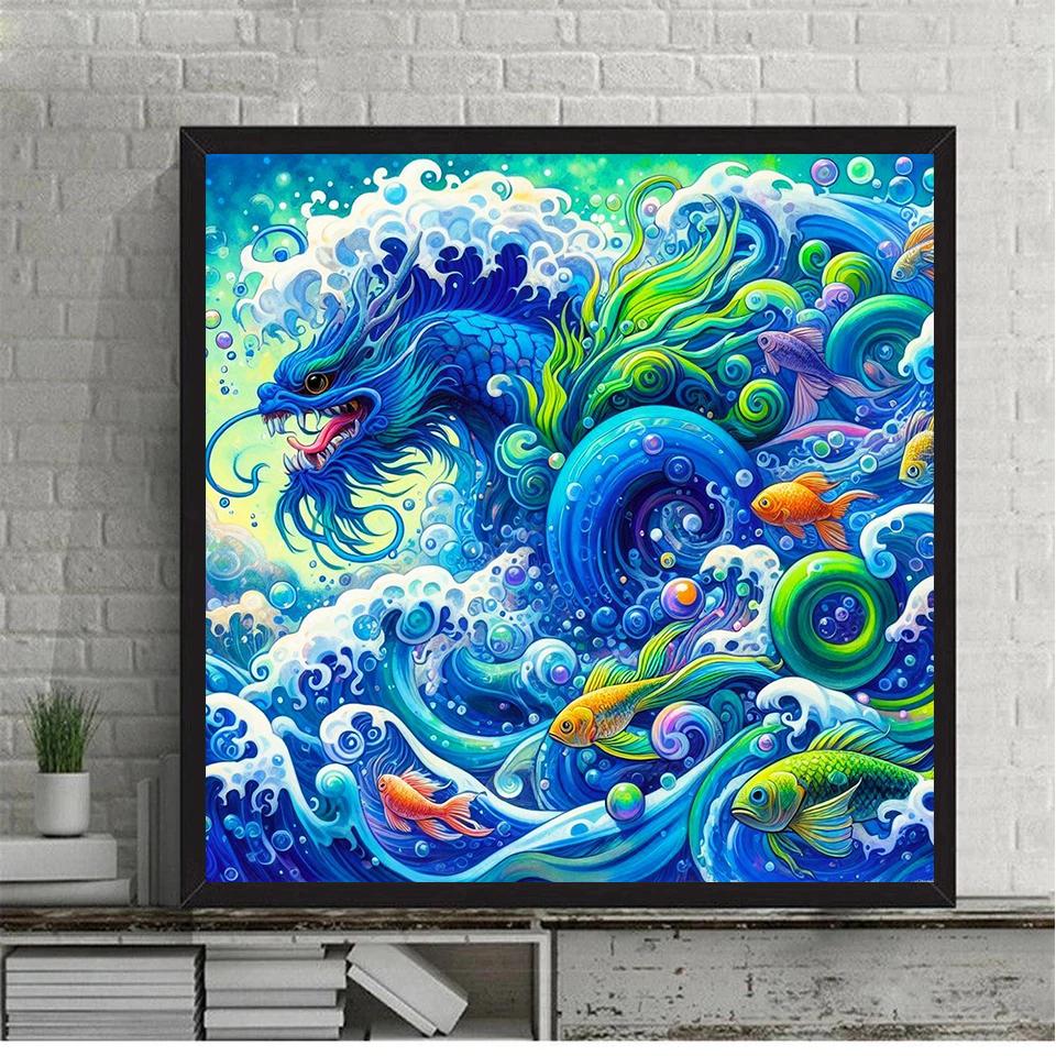 New Diamond Painting Underwater Dragon 5D Embroidery Dragon Animal Full Circle Square Mosaic Creative Home Living Room Hobbies