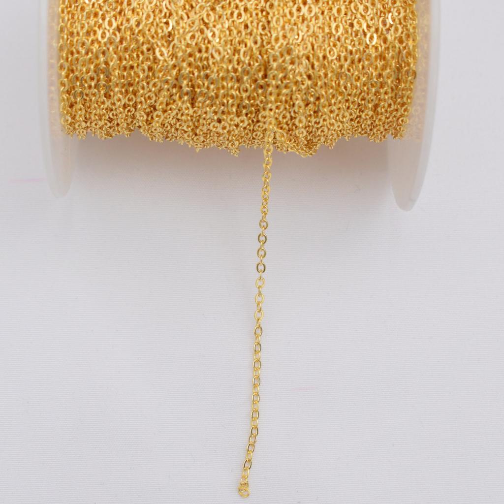 1m 14K Gold Bag Color-Preserving O-Chain Copper Flash Chain Diy Handmade Work In Progress Bracelet Necklace Tail Chain, Chain Material