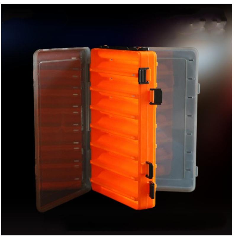 Angelbox mit 14 Fächern, Angelzubehör, Köderhakenboxen, Aufbewahrung, doppelseitig, hochfest, Angelköder-Tackle-Box