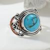 Ethnic Inlaid Imitation Turquoise Women's Ring Boho CopperColor Geometry Daily Wear Party Jewelry Anniversary Gift