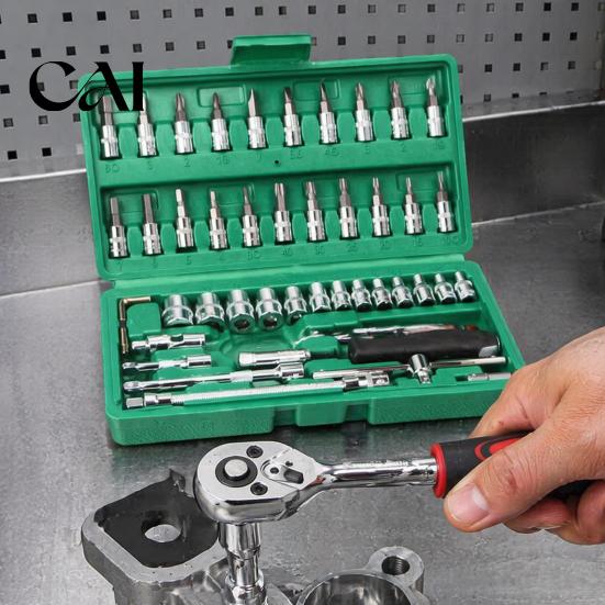Ratchet Wrench Kit Professional Socket Set, Cr-V Steel Alloy Ratchet/Hex Multi-Bit Tool Set with Portable Storage Case for Home Maintenance