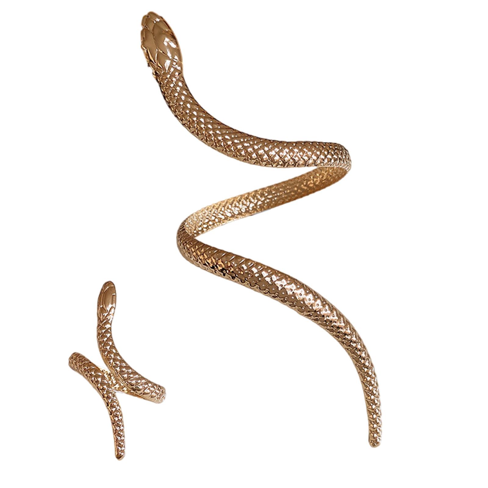 

Модный готический браслет-манжета со змеей и панк-кольца на пальцы в виде змей для мужчин и женщин, набор украшений