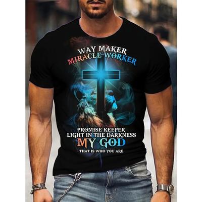 Mens Graphic Crew Neck Casual T-Shirt Short Sleeve, All Over 3D Printed Design, Machine Washable, Regular Fit for Summer Loungewear and Pajama Top