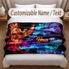 Music General Theme Soft Blanket Personalized Custom Name Text Print Warm Blanket Home Sofa Bedroom Decor
