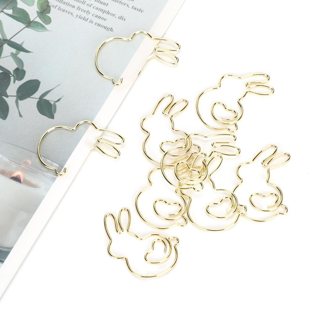 20Pcs Rabbit Shape Paper Clip Gold Animal SpecialShaped Office Document Cute Pins