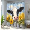1pc Cheerful Cow Shower Curtain with Sunflowers, Home Bathroom Decoration, Polyester Fabric, Includes 12 Hooks, 70. 8x70. 8 Inch