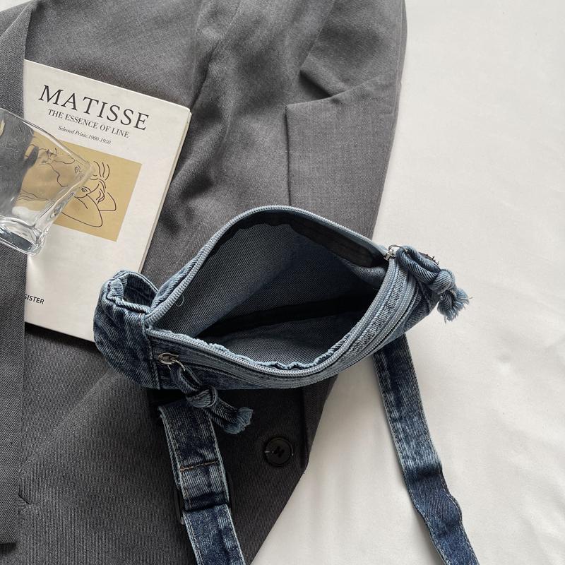 Borsa Mini in Denim Multistrato Retrò Borsa per Cellulare Borsa a Tracolla da Donna