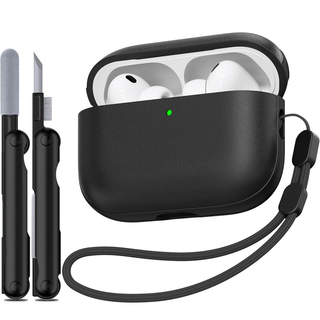Soft TPU Case for Airpods Pro 3 New Leather Texture Protective Shockproof Case with Lanyard and Cleaning Kit For Airpods Pro 3