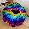 1pc Heart Rainbow Automatic Open/Close Umbrella Compact Folding Umbrella with 8-Rib Shaft for Women/Men, Portable Travel Umbrella,1198S
