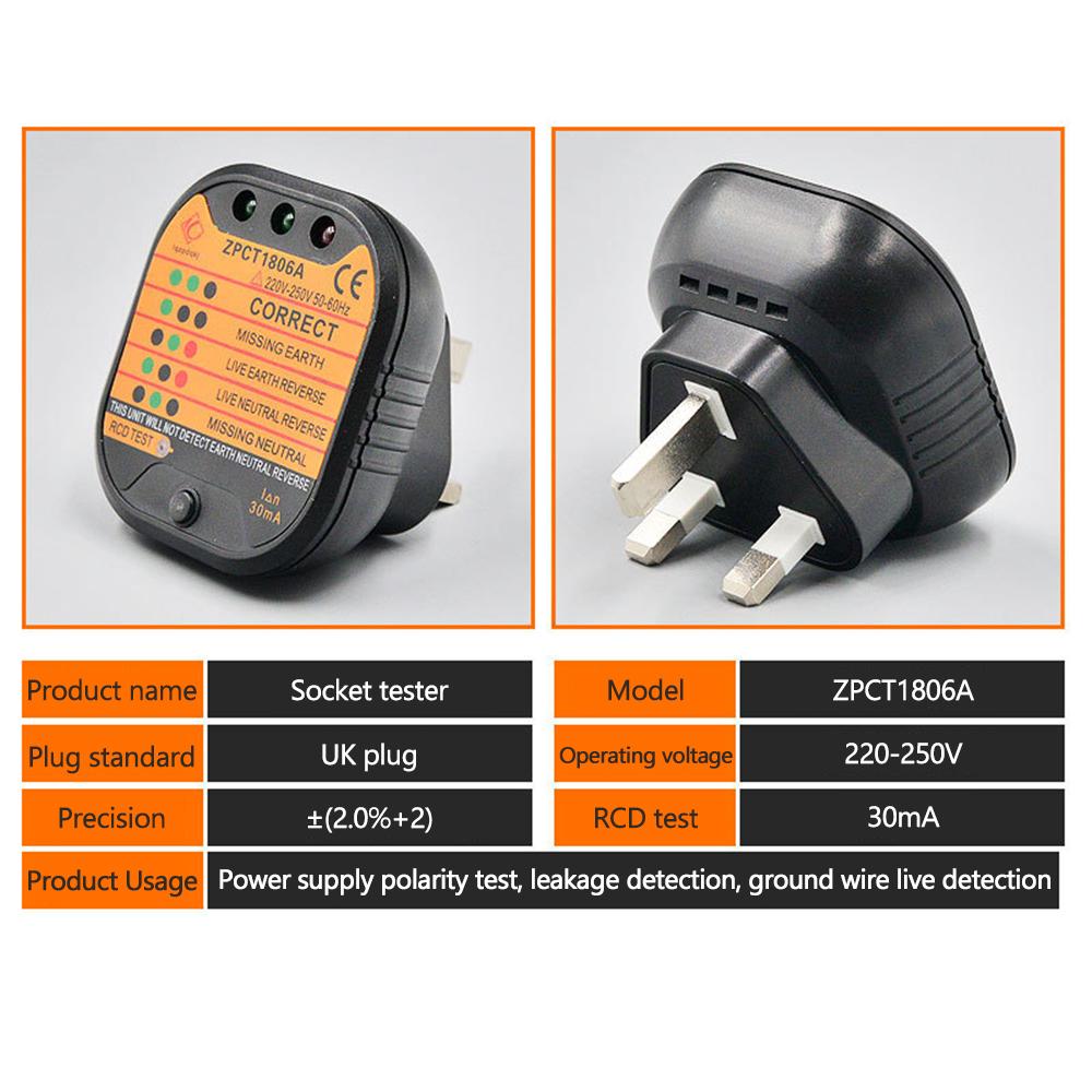 

EU UK US Outlet Socket Tester Detector Circuit Polarity Voltage Plug Breaker Ground Zero Line Switch for Electtrical Tools