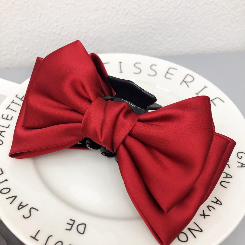 

Осенне-зимняя заколка-краб с бантом: Большой аксессуар для волос в виде акулы для женщин, в японском и корейском стиле. вино красного