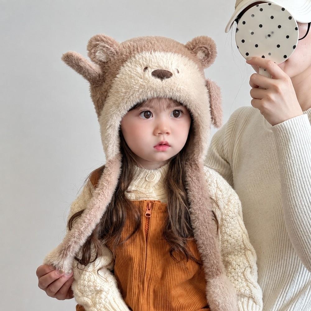 Thick Moving Ear Earflap Hat Squeaky Design Plush Winter Hat Fun Cartoon Animal Hat Aged 4-7 Years