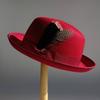 Men's Feathered Jazz Wool Panama Hat, European and American Style Wide-brimmed Party Hat, Fashion Accessory