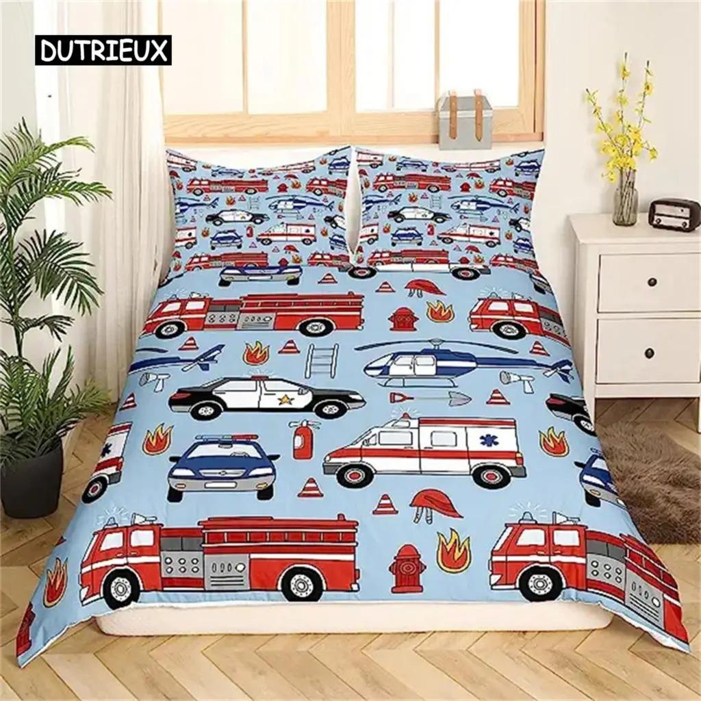 Duvet Cover Cartoon Excavator Tractor King Duvet Cover Cartoon Construction Truck Bedding Sets Vehicle for Children Room Decor