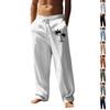 Men's Coconut Tree Print Breathable Cotton-Linen Blend Relaxed-Fit Casual Trousers