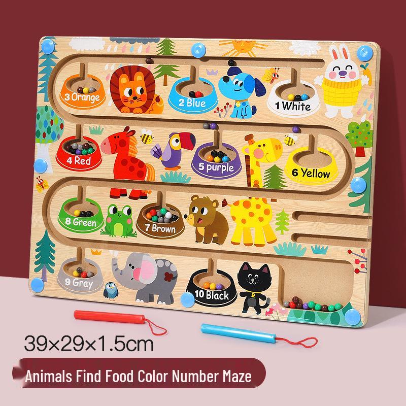 Kids Wooden Magnetic Maze: Pencil Control, Logical Thinking & Concentration Toy for Ages 3-6