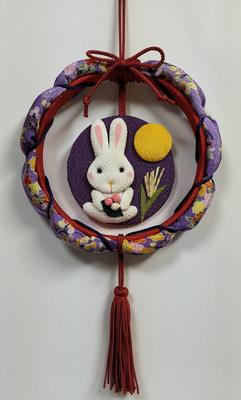 Takara Chirimen Craft Happy Full Moon Rabbit Pukupuku Wreath Kit