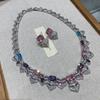 Bridal Accessories Necklace Fashion Zircon Haute Couture Jewelry Women'S Necklace Earrings Premium Two-Piece Set
