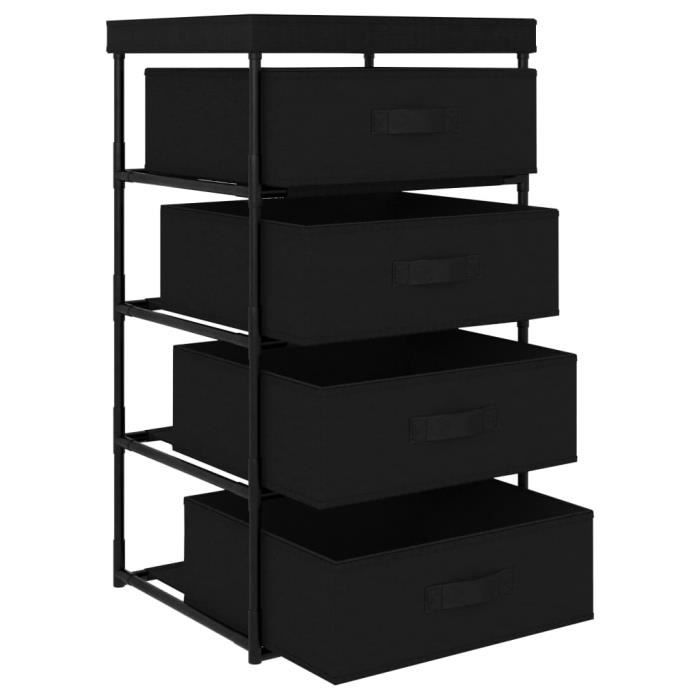 VidaXL Étagère de rangement avec 4 paniers en tissu Acier Noir