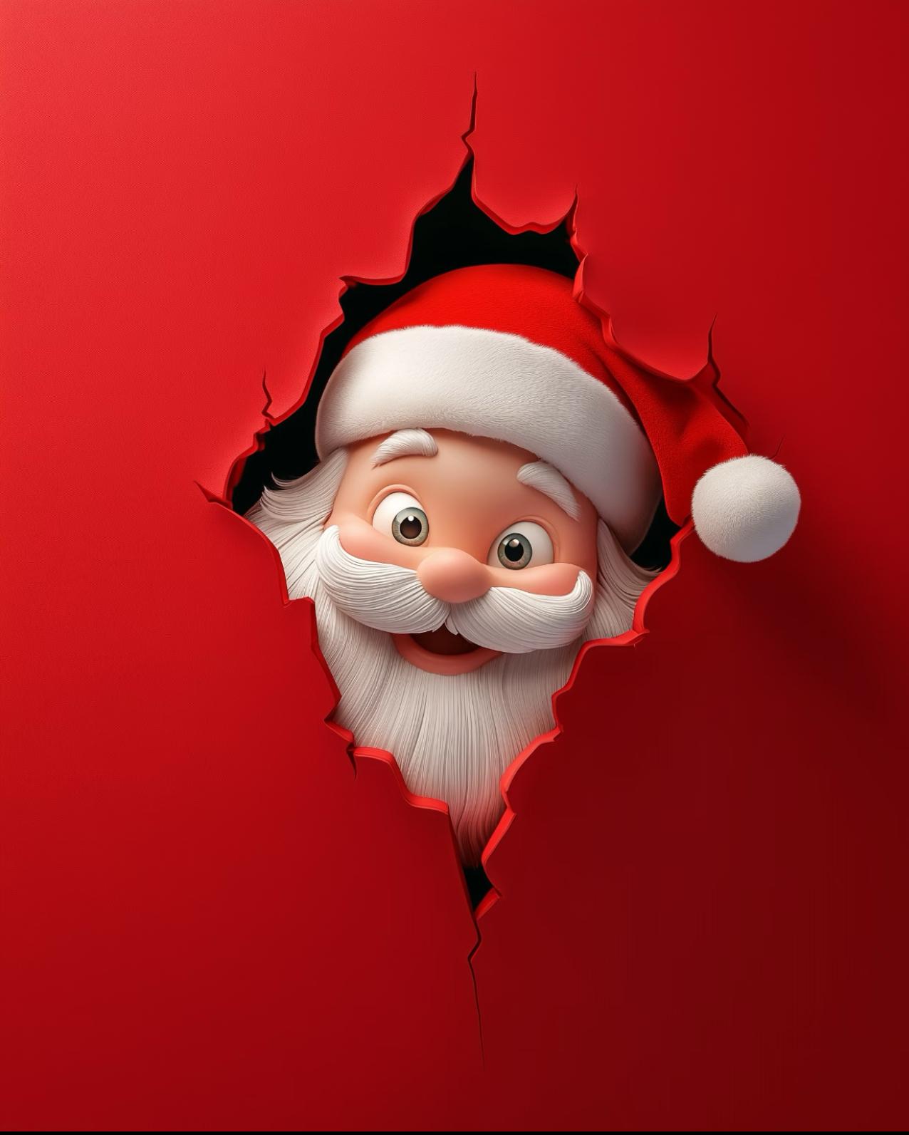 

3D Santa Claus Christmas Blanket Festive Red Broken Wall Design Soft Flannel Throw Blanket Xmas Gift for Kids & Adults Travel 75x90cm