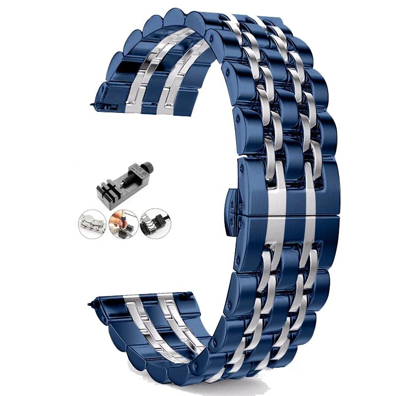 Stainless Steel band For Samsung Galaxy watch 6/5/4/Classic metal link bracelet amazfit GTS-GTR-4-3-mini-bip 3 20mm 22mm strap