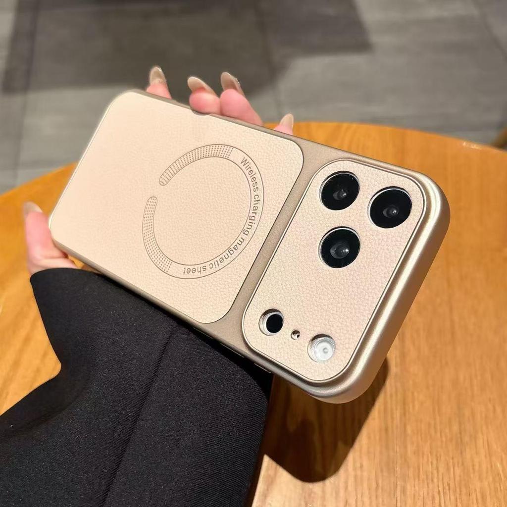 iPhone 17 Pro Max Lychee Pattern Leather Magnetic Case for Apple 16, Full Coverage with Large Window