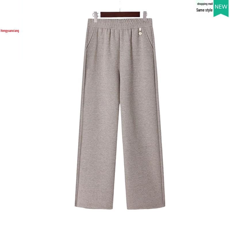 

Hengyuanxiang Women s Plus Size Wide-Leg Wool Pants for Spring & Autumn - Casual, Slimming, Straight-Leg Fit for Middle-Aged & Elderly. XL (below 90-110 kg)