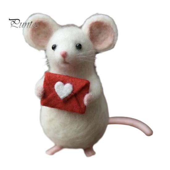 Wool Art Doll Handmade Felt Mouse Plush Toy Cute Animal Ornament Collectible Soft Charming Home Decor Unique Gift for Collectors Warm Textured