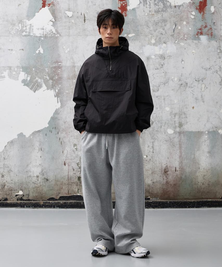 AGOD Side Pleat Curved Sweatpants [Gray]