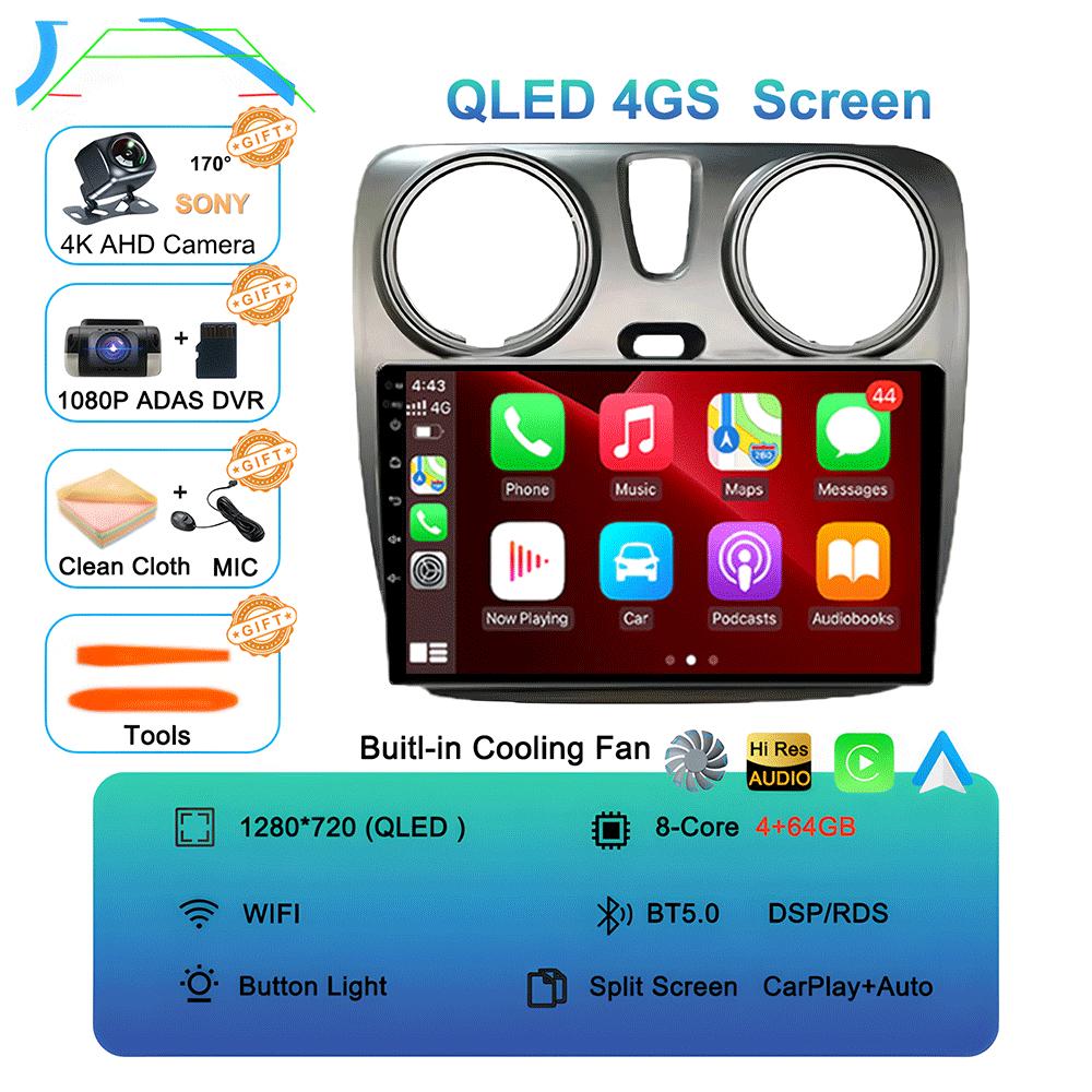 Android 14 Carplay Auto WIFI+4G For Renault Lodgy Dacia Dokker 2012-2020 Video Player Car Radio Multimedia Navigation GPS Stereo