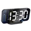 LED Mirror Electronic Clock Adjustable Brightness 6.7 Inch HD Digital Alarm Clock for Bedroom Living Room Office Black