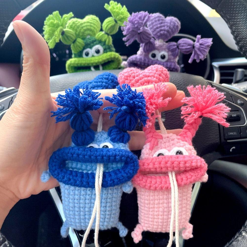 Key Cover Sausage Mouth Key Bag Hand Woven Wool Key Bag Knitting Key Case Big Mouth Key Pendant