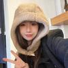 Balaclava Large Head Circumference Knitted Hat Women's Winter Warm Ear Protection Woolen Hat Neck Cover Sweatshirt Hat