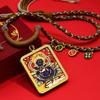 Schwarzer Jambhala Gold Mahakala Thangka Anhänger Halskette mit Acht Glückssymbolen & Lotus GAU Box