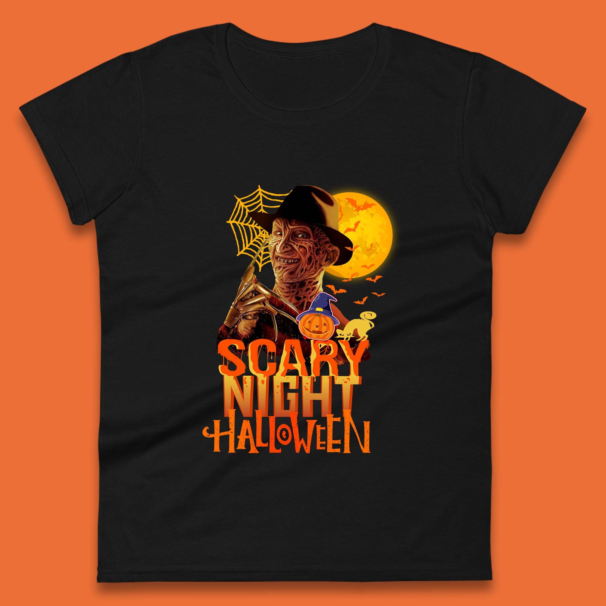 

Scary Night Halloween Freddy Krueger Horror Movie Character Spooky Season Womens Tee T Shirt Mens Tops Unisex Top 3XL