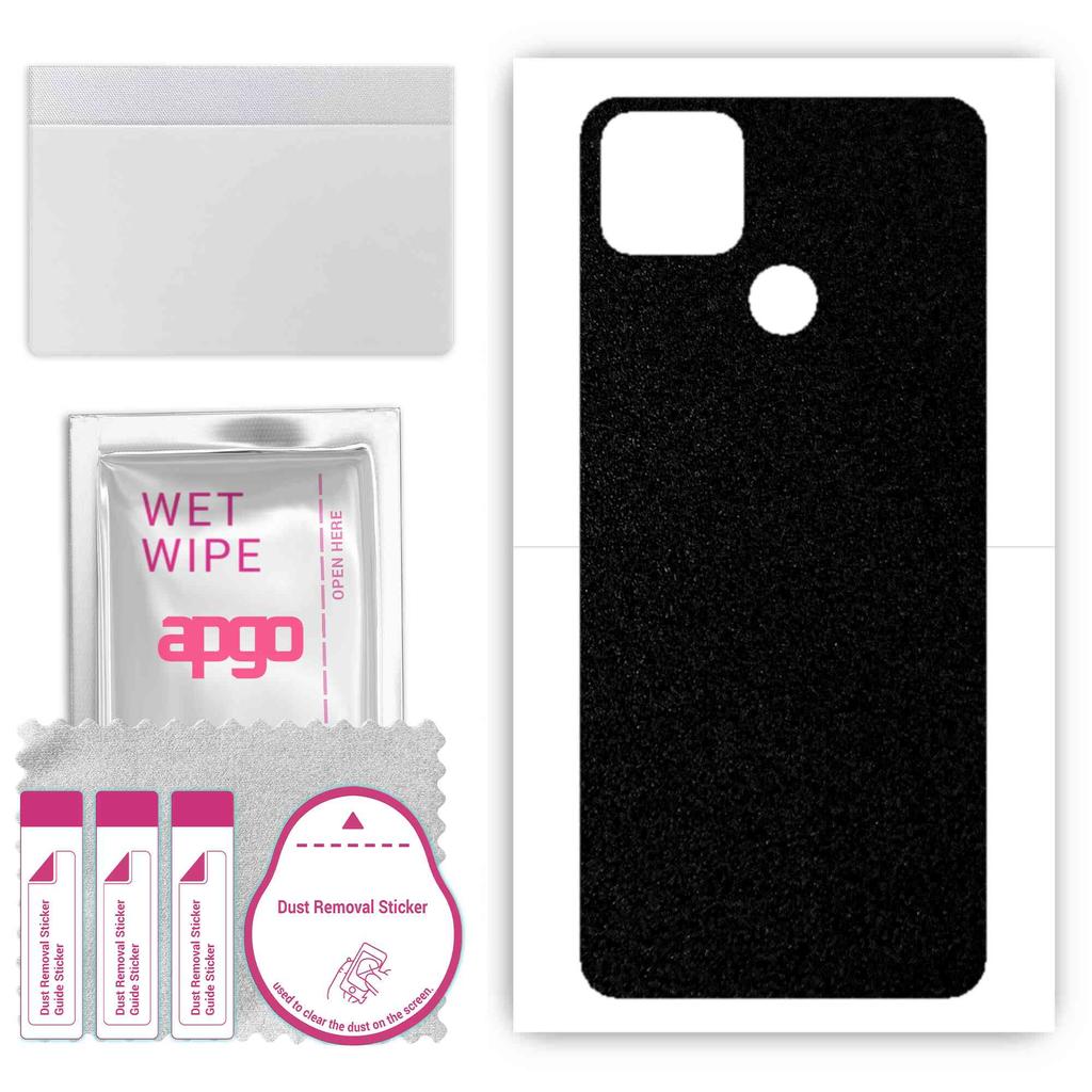 apgo Protective Skin Sticker for the Back Compatible with Realme Q2i 5G RMX2200, Wrap Film, Foil, Vinyl - Pattern Matte Black