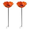 2Pcs Flower Stake Bird Garden Stake Outdoor Bath Metal Flower Bird Bath Pollinator