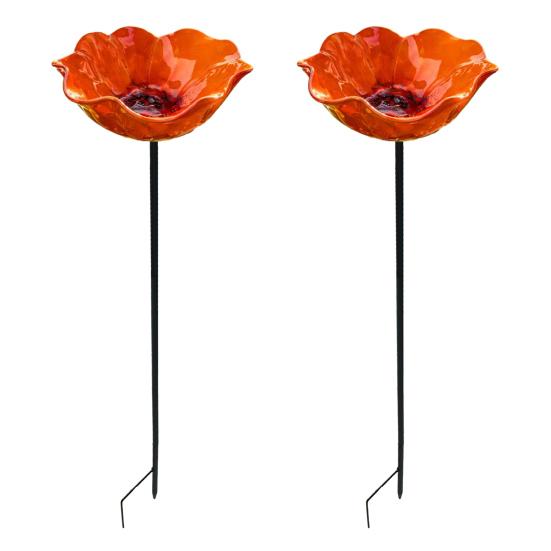 2Pcs Flower Stake Bird Garden Stake Outdoor Bath Metal Flower Bird Bath Pollinator 2pcs оранжевый