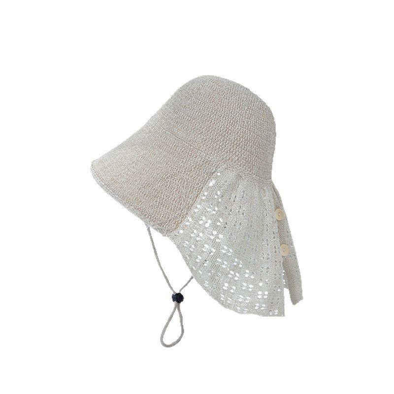 Korean Style Fashion Fisherman Hat Thin Shawl Sun Hat Korean Style Straw Woven Breathable Foldable Hollow Beach Fisherman Hat