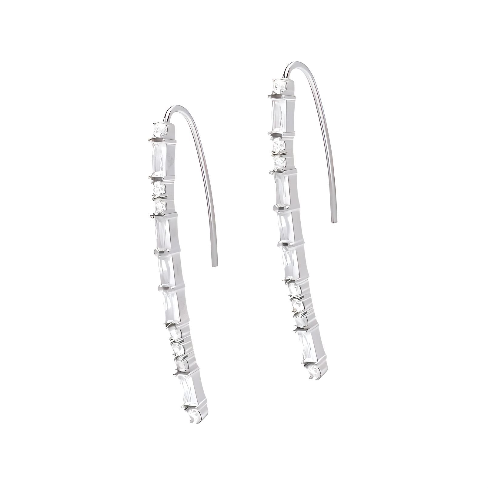 Emporio Armani Long Tassel Earrings With Cubic Zirconia Women earrings Silver EG3606040_NLP_NLC F,Silver