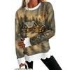 Women's Casual Lace Print Crewneck Sweatshirt Long Sleeve Pullover Top for Everyday Wear