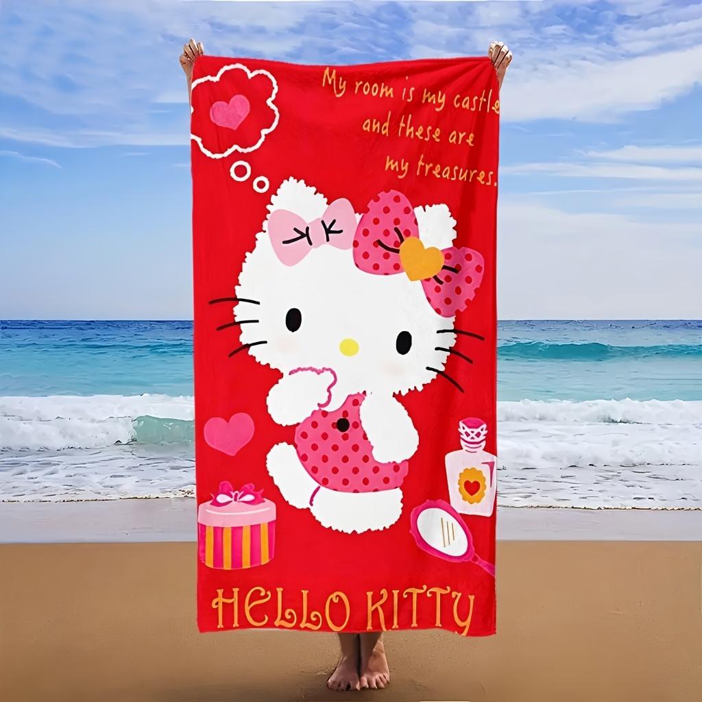 

1pc Hello Kitty Cartoon Print Beach Towel, Polyester Lightweight Quick Dry Soft, Ideal For Bathroom Swim Camp Beach Essential Gi W40*H60(CM)