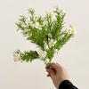 Künstliche Schleierkraut mit grünen Blättern UV-beständig 7-Zweig Falsche Seidenblume Haus Büro Hochzeit Party Innen Außen Falsche Blüte Dekoration