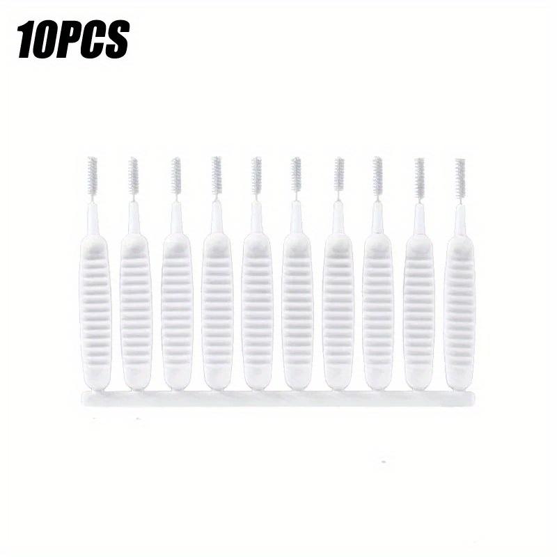 10pcs Shower Cleaning Brush, Plastic, Uncharged, Micro Nylon, Anti-blocking, for Bathroom
