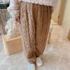 Fleecelined Sleep Warm Winter Pants Cozy Textured Casual Long Trousers For Women With Bow Detail