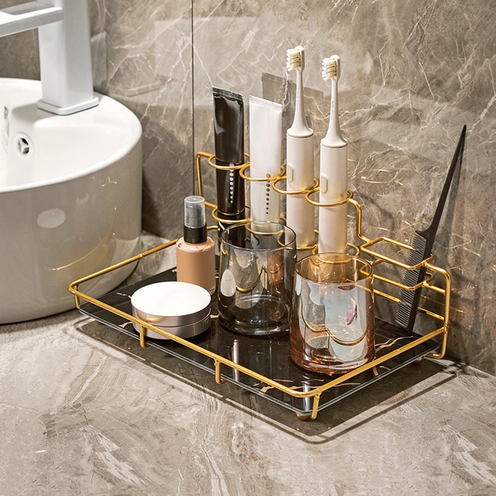 

Органайзер для зубной пасты Подставка для ванной комнаты Столешница для туалетного столика Подставка-подставка для зубных щеток Поднос Держатель для электрической зубной щетки для расчески Чистка столешницы